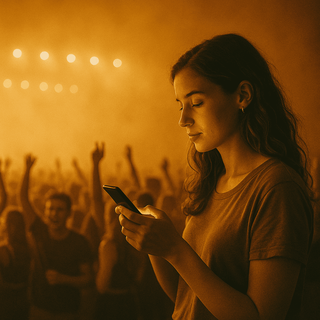 une festivalières bénévole pendant le festival